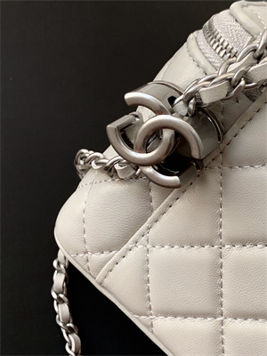 Ch*el vanity case lambskin & silver-tone metal grey ap3940