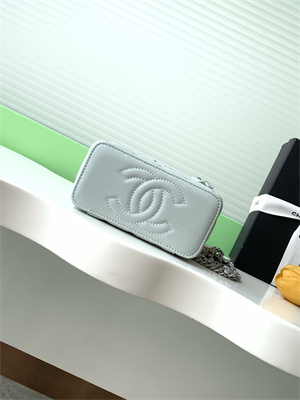 Ch*el vanity case lambskin & silver-tone metal lt blue ap3940