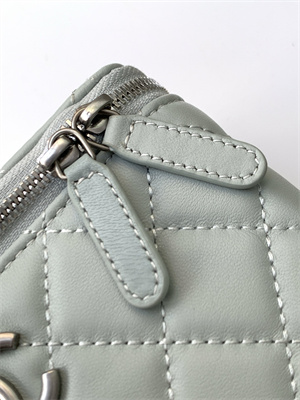 Ch*el vanity case lambskin & silver-tone metal lt blue ap3940