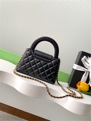 Cha.nel Mini Shopping Bag Kelly Bag Lambskin Gold-Tone Metal Black AS4416