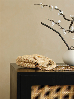 Cha.nel Mini Shopping Bag Kelly Bag Raffia Gold-Tone Metal Nature AS4416