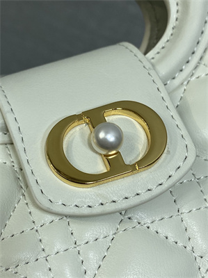 CD Jolie Top Handle Mini Bag Cannage Lambskin Latte