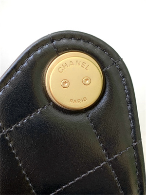 Ch*el 25 small handbag shinny smooth calfskin gold/silver tone metal black as5293