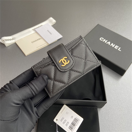 Ch*el card holder lambskin/grained calfskin ap0342