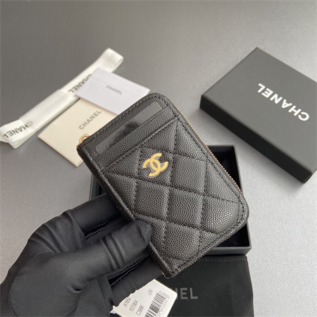 Ch*el classic card holder lambskin/grained calfskin ap1650