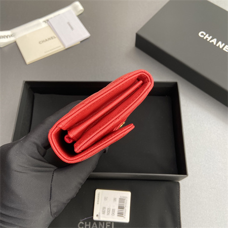 Ch*el long wallet grained calfskin a80758