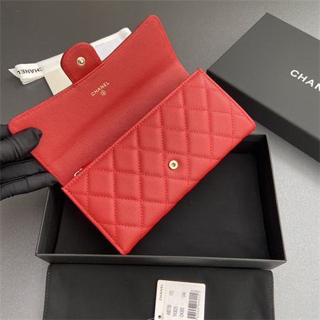 Ch*el long wallet grained calfskin a80758