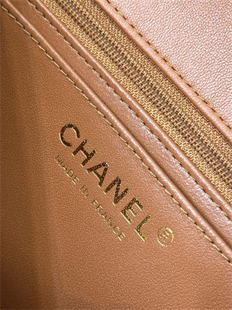 Ch*el mini classic flap bag lambskin gold tone metal caramel color 01116 top