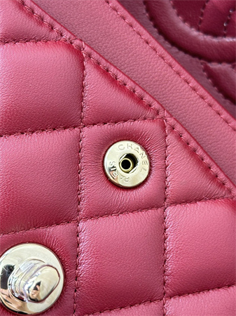 Ch*el small classic flap bag lambskin gold tone metal red color 01117 top