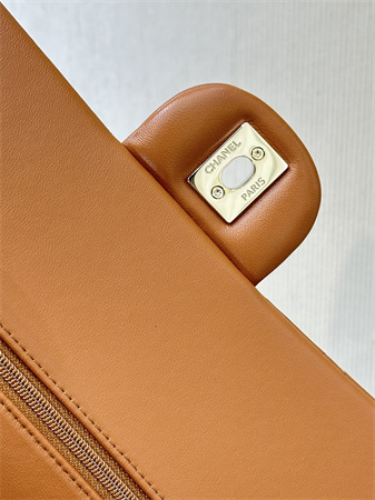 Ch*el medium classic flap bag lambskin gold tone metal caramel color 01112 top