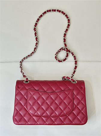 Ch*el medium classic flap bag lambskin gold tone metal red color 01112 top