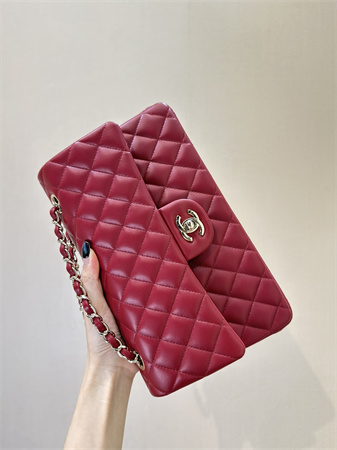 Ch*el medium classic flap bag lambskin gold tone metal red color 01112 top