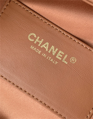 Ch*el 25 medium handbag grained calfskin gold tone metal brown as5311