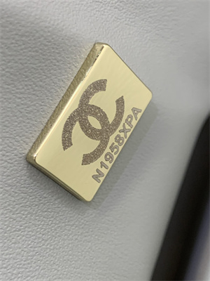 Ch*el small classic flap bag grained calfskin gold tone metal grey 01117 top