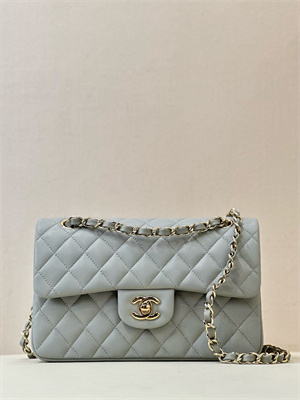 Ch*el small classic flap bag grained calfskin gold tone metal grey 01117 top