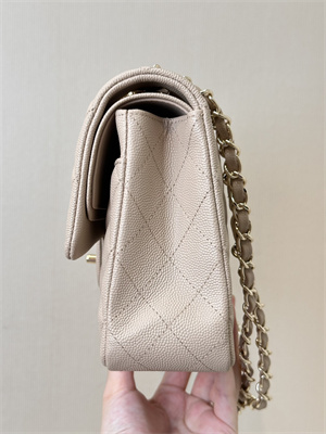 Ch*el medium classic flap bag grained calfskin gold tone metal chai 01112 top