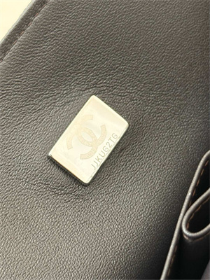 Ch*el medium classic flap bag grained calfskin silver tone metal dk coffee 01112 top