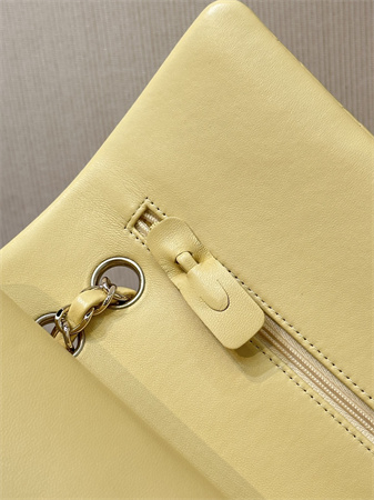 Ch*el medium classic flap bag lambskin gold tone metal yellow 01112 top