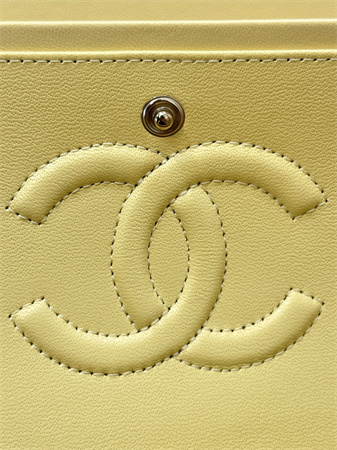 Ch*el small classic flap bag lambskin gold tone metal yellow 01117 top