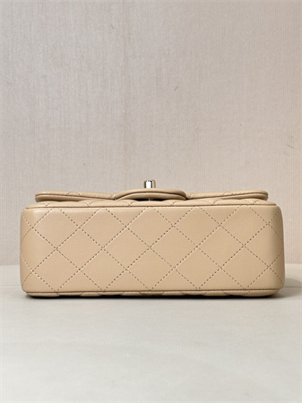 Ch*el mini classic flap bag lambskin gold tone metal beige color 01116 top