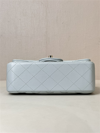 Ch*el mini classic flap bag lambskin gold tone metal baby blue color 01116 top