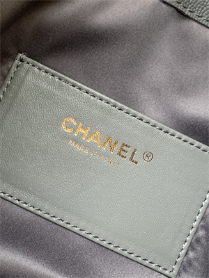 Ch*el 25 small handbag grained calfskin gold tone metal dk grey as5293