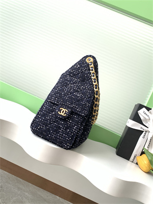 Ch*el 25 small handbag tweed gold tone metal navy as5293