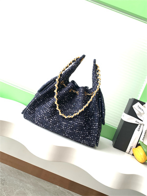 Ch*el 25 small handbag tweed gold tone metal navy as5293