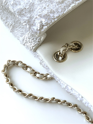 Ch*el mini flap bag sequins & gold-tone metal white as4298