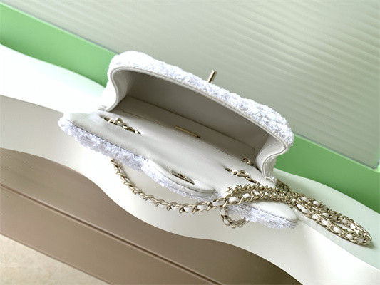 Ch*el mini flap bag sequins & gold-tone metal white as4298
