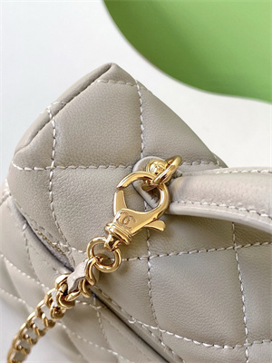 Ch*el vanity with chain shinny lambskin , strass & gold-tone metal light grey ap4804