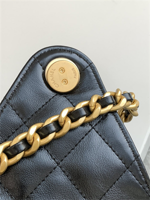 Ch*el 25 small handbag shinny smooth calfskin gold tone metal black as5293
