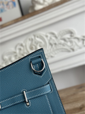 H**mes jypsiere togo leather silver tone metal blue jean color hs