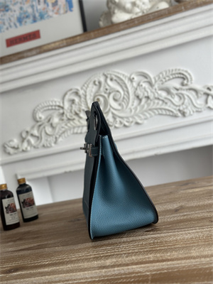 H**mes jypsiere togo leather silver tone metal blue jean color hs