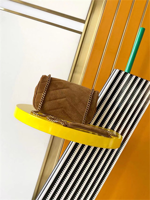 Y.S.L LOULOU Mini in MATELASSÉ Suede Gold Tone Metal Brown Color