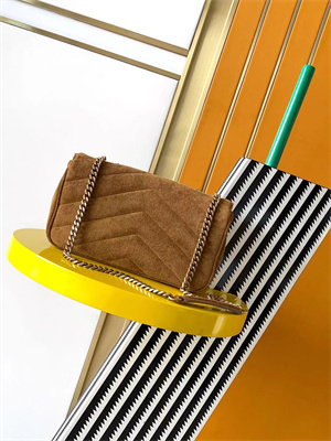 Y.S.L LOULOU Small in MATELASSÉ Suede Gold Tone Metal Brown Color