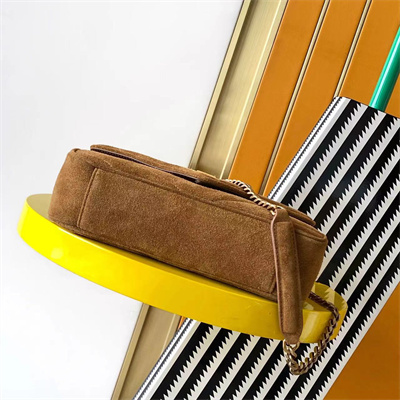 Y.S.L LOULOU Small in MATELASSÉ Suede Gold Tone Metal Brown Color