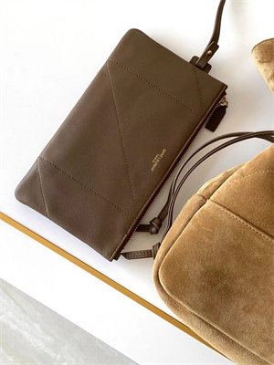 Y.S.L Jamie Shopping Bag In Suede Brown Color