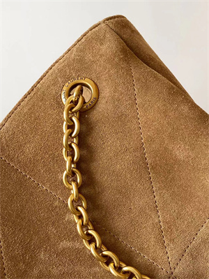 Y.S.L Jamie Shopping Bag In Suede Brown Color