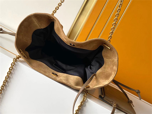 Y.S.L Jamie Shopping Bag In Suede Brown Color