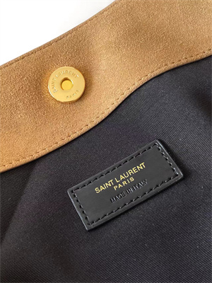 Y.S.L Jamie Shopping Bag Small In Suede Brown Color