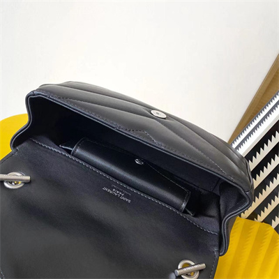 Y.S.L LOULOU Mini in MATELASSÉ lambskin Silver Tone Metal Black Color