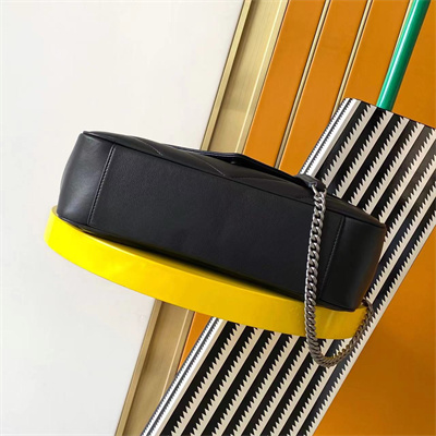 Y.S.L LOULOU Medium in MATELASSÉ lambskin Silver Tone Metal Black Color