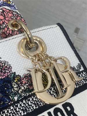 CD Medium Lady D-Lite Bag Embroidery White Multicolors