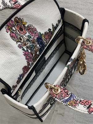 CD Medium Lady D-Lite Bag Embroidery White Multicolors