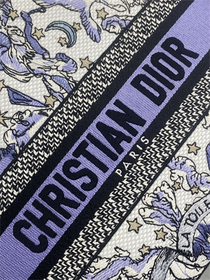 CD Medium Lady D-Lite Bag Embroidery White/Purple Multicolors