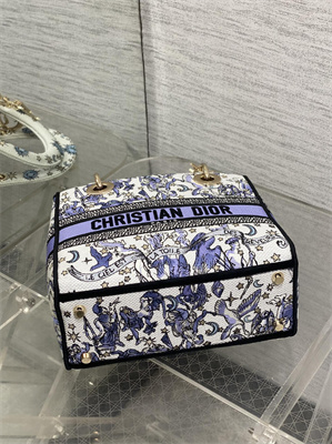 CD Medium Lady D-Lite Bag Embroidery White/Purple Multicolors