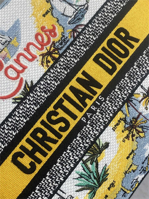 CD Medium Lady D-Lite Bag Embroidery White/Yellow Multicolors