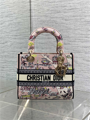 CD Medium Lady D-Lite Bag Embroidery Pink Multicolors
