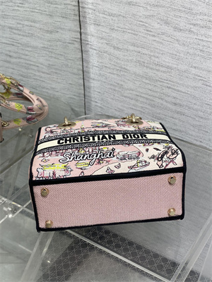 CD Medium Lady D-Lite Bag Embroidery Pink Multicolors